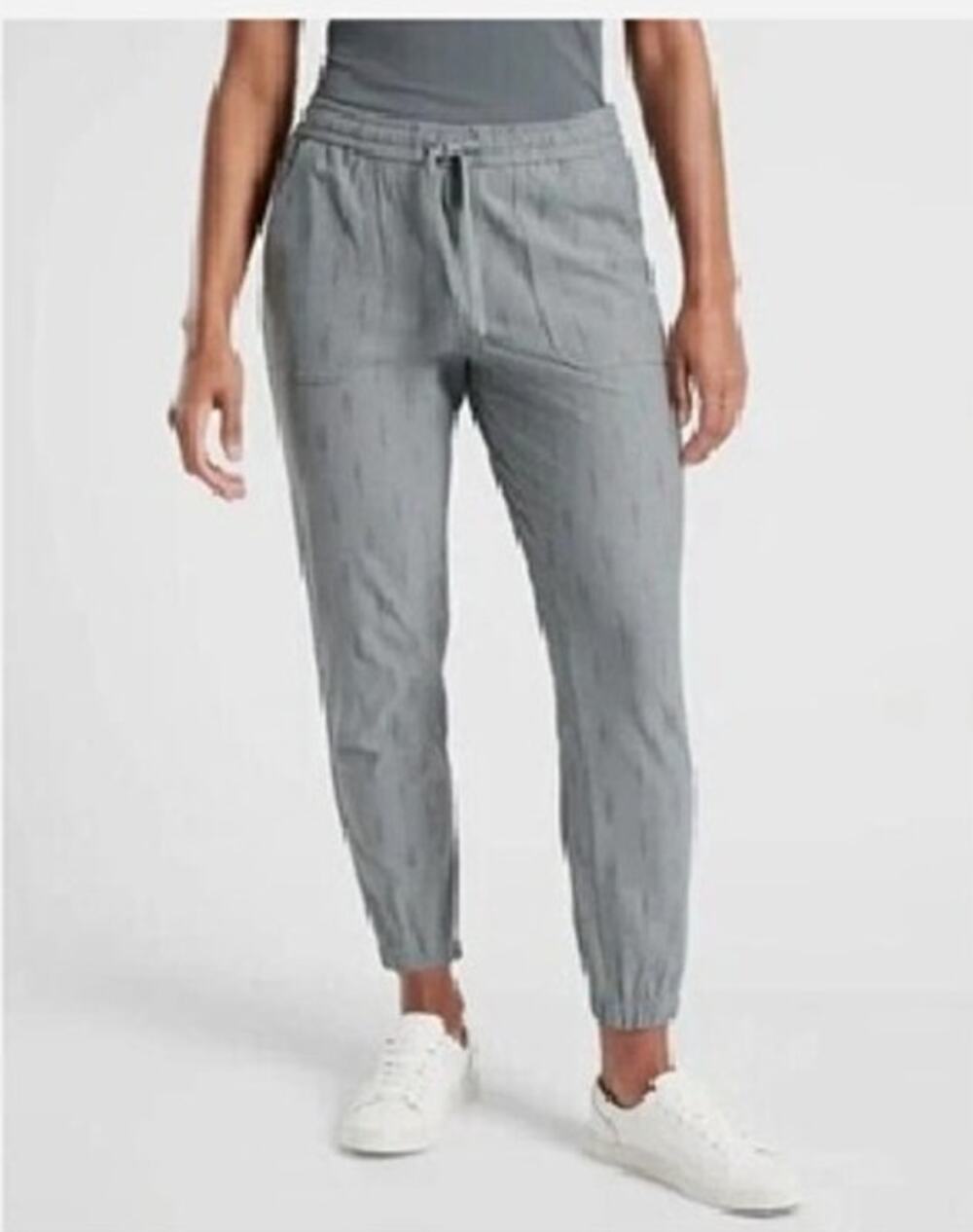 Athleta Women’s Gray Drawstring Jogger Pants Elastic Waist Cuffed Size 12